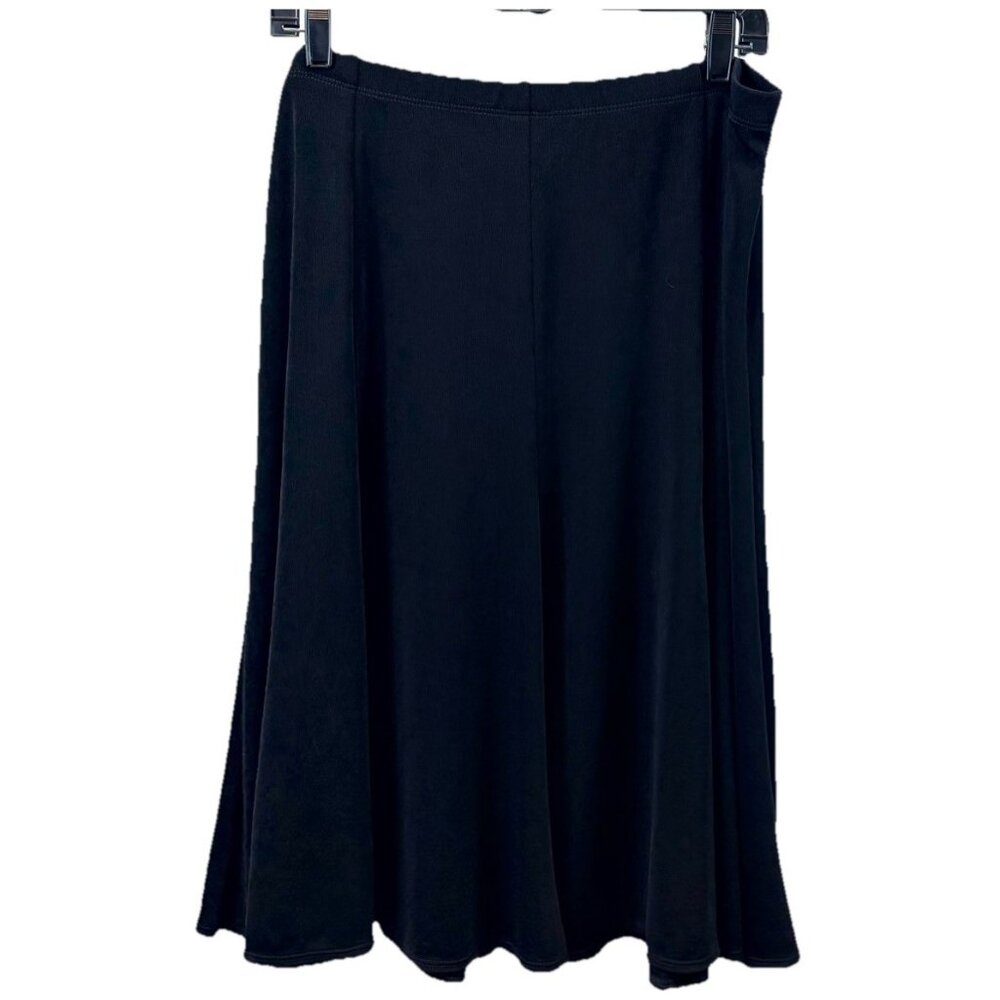 Chicos Travelers Womens Skirt Jordana Black Flare Knee Length Classic Sz 3 NWT